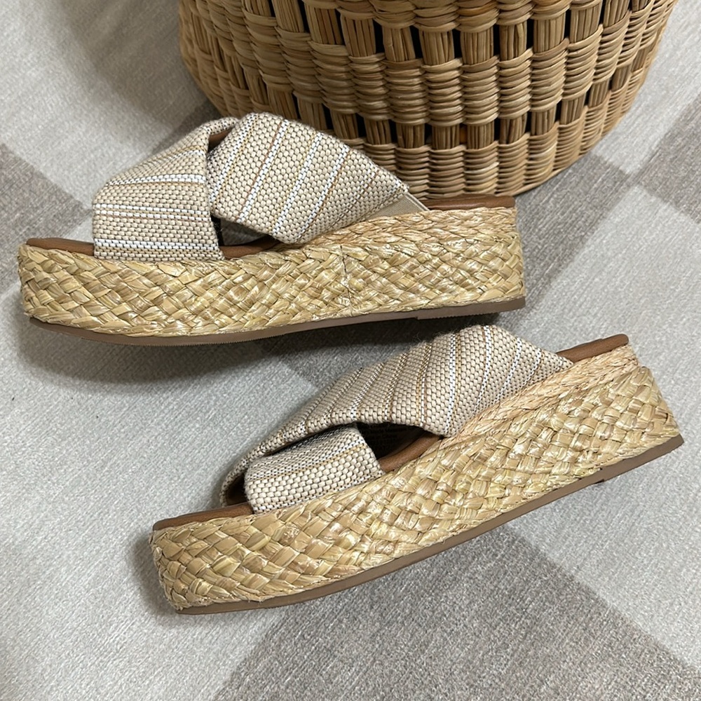 Neutral Stripe Espadrille Sandals - Picture 3 of 6